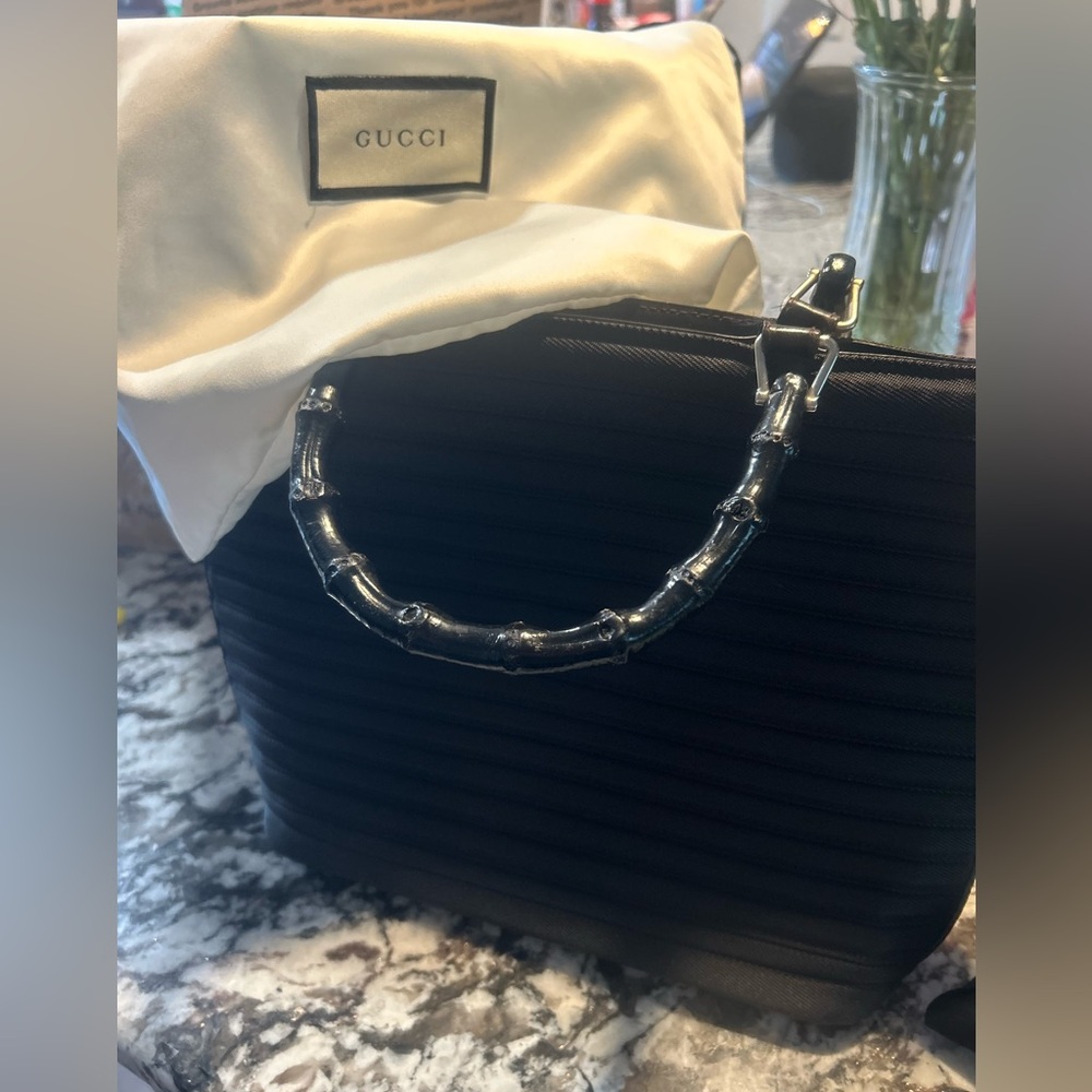 GUCCI- Bamboo Quilted Nylon & Leather Tote. Strap, COA and Gucci Dustbag